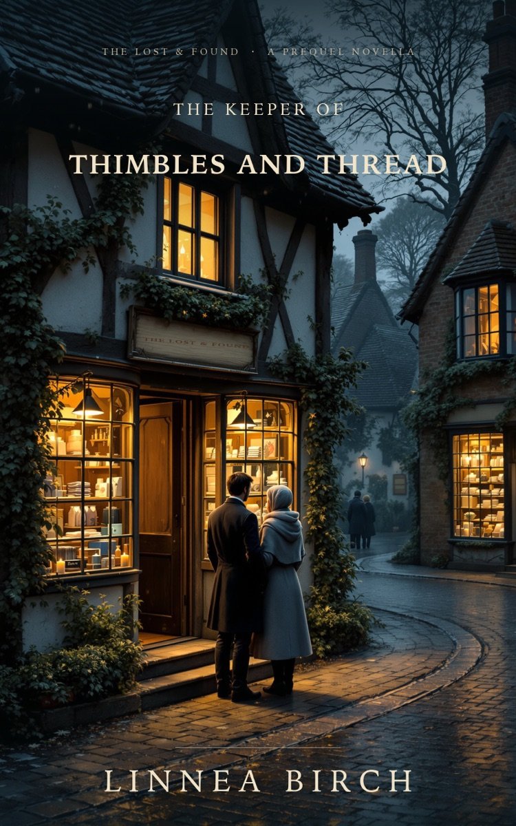 Cover of The Keeper of Thimbles and Thread by Linnea Birch, a free Lost & Found prequel novella